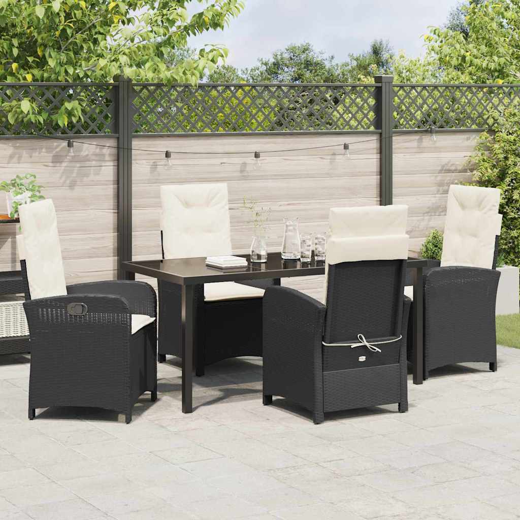 Have Spisebordssæt med pude 5 pcs Sort polyrattan