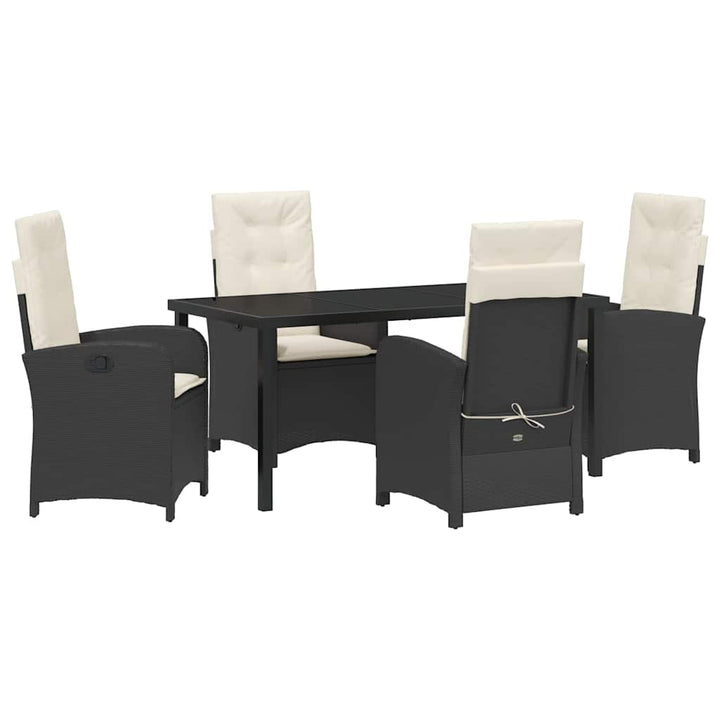 Have Spisebordssæt med pude 5 pcs Sort polyrattan