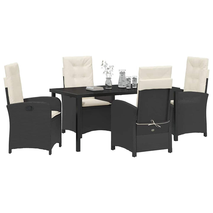 Have Spisebordssæt med pude 5 pcs Sort polyrattan