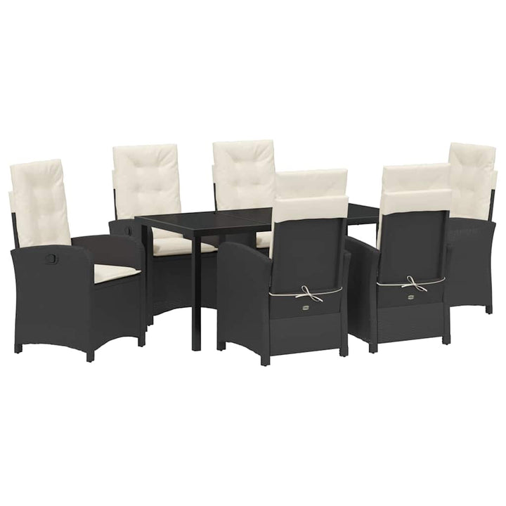 Have Spisebordssæt med pude 7 pcs Sort polyrattan
