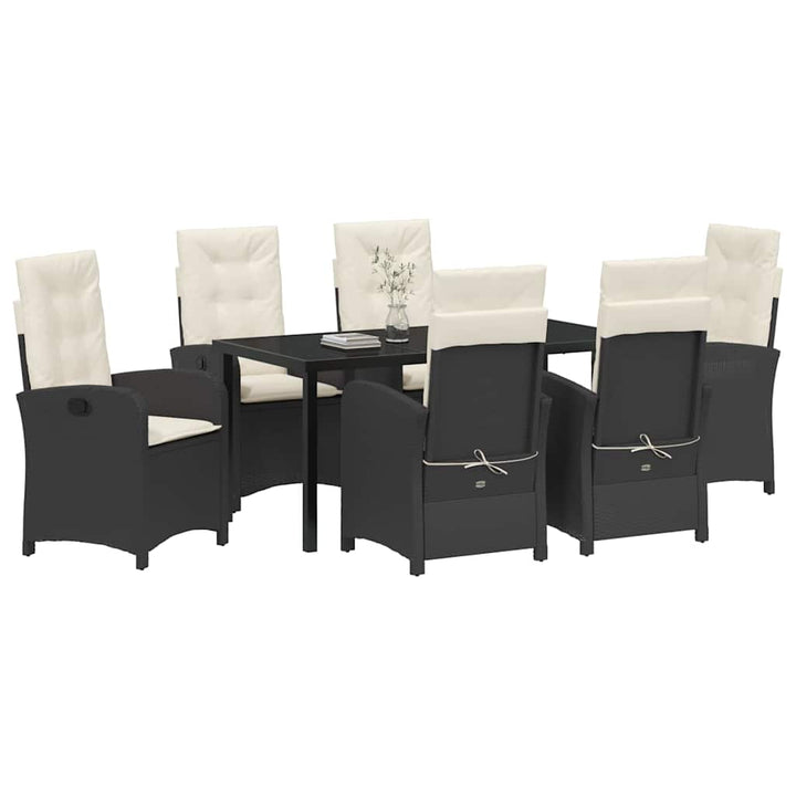 Have Spisebordssæt med pude 7 pcs Sort polyrattan