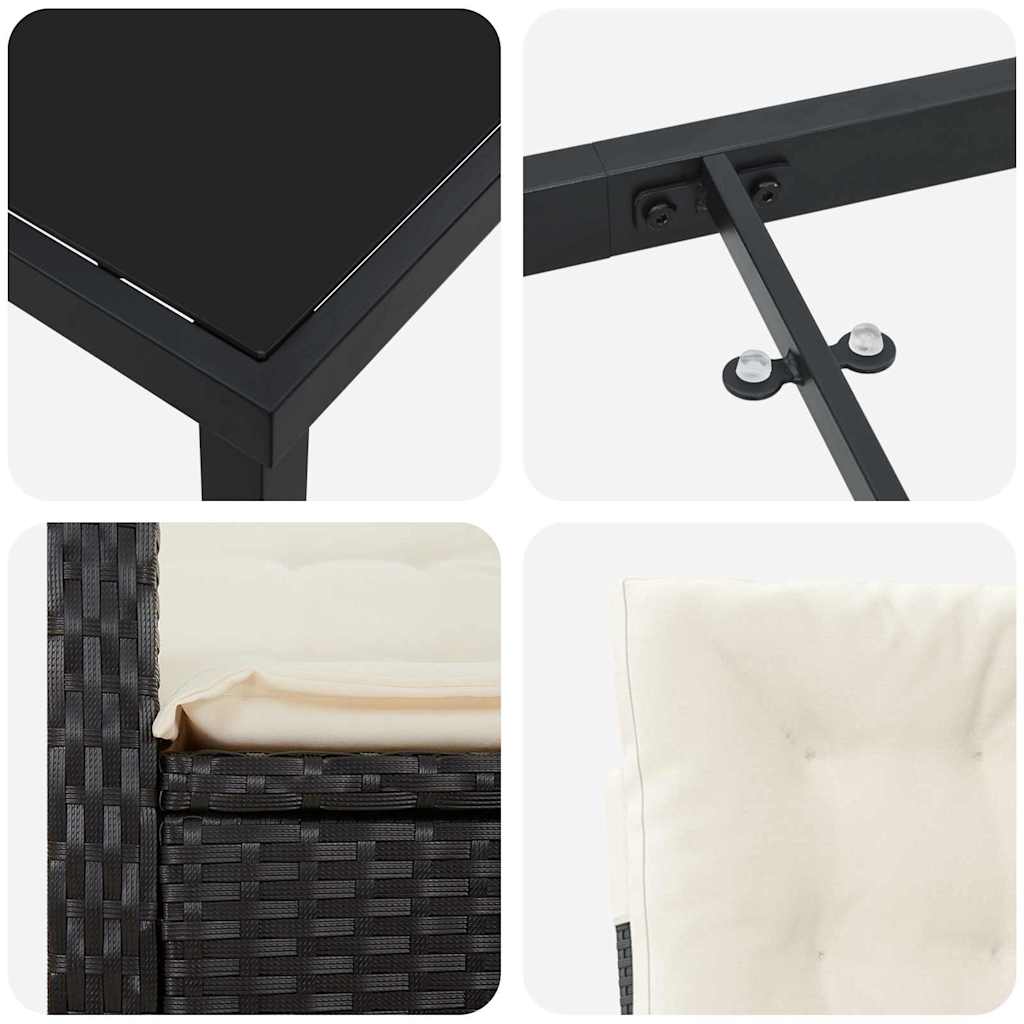 Have Spisebordssæt 7 stk. Sort polyrattan