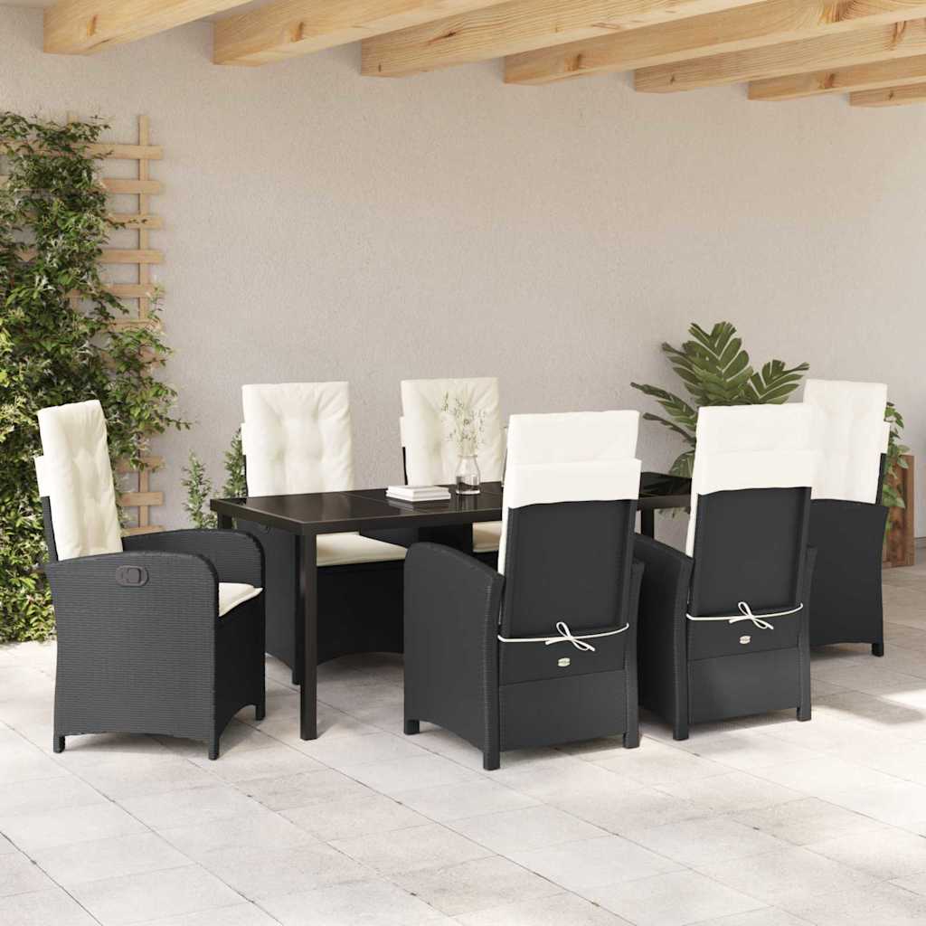 Have Spisebordssæt 7 stk. Sort polyrattan