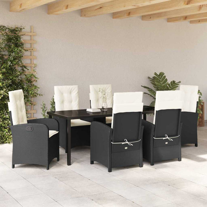 Have Spisebordssæt 7 stk. Sort polyrattan