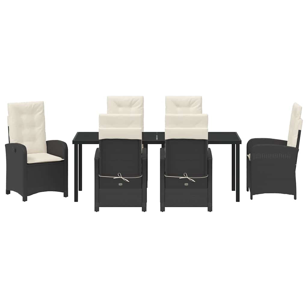 Have Spisebordssæt 7 stk. Sort polyrattan