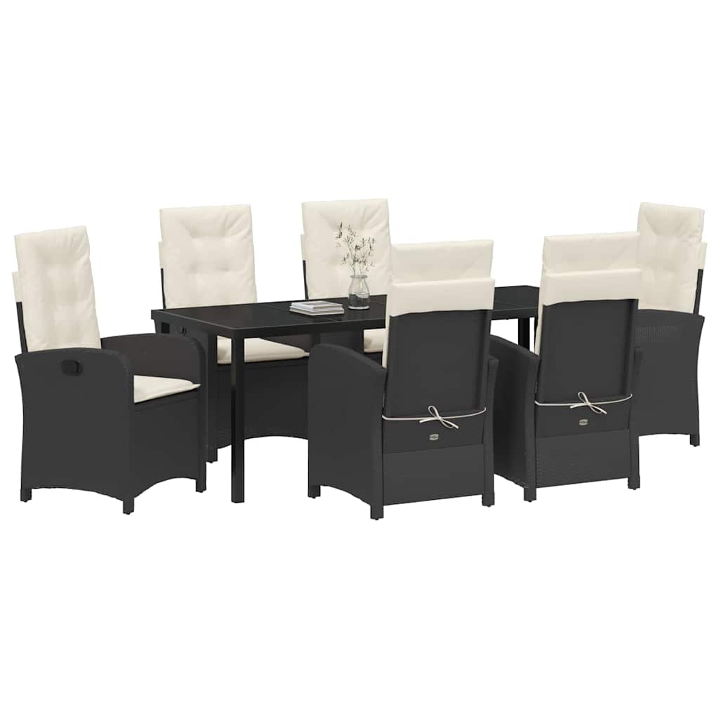 Have Spisebordssæt 7 stk. Sort polyrattan
