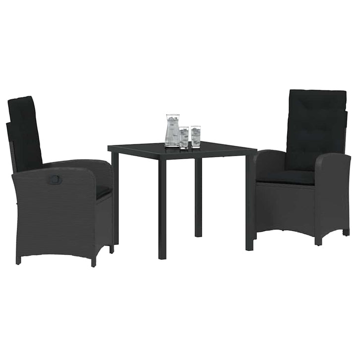 Have Spisebordssæt med pude 3 pcs Sort polyrattan