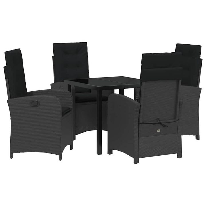 Have Spisebordssæt med pude 5 pcs Sort polyrattan