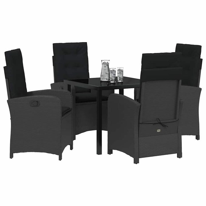 Have Spisebordssæt med pude 5 pcs Sort polyrattan
