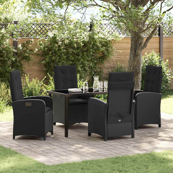 Have Spisebordssæt med pude 5 pcs Sort polyrattan