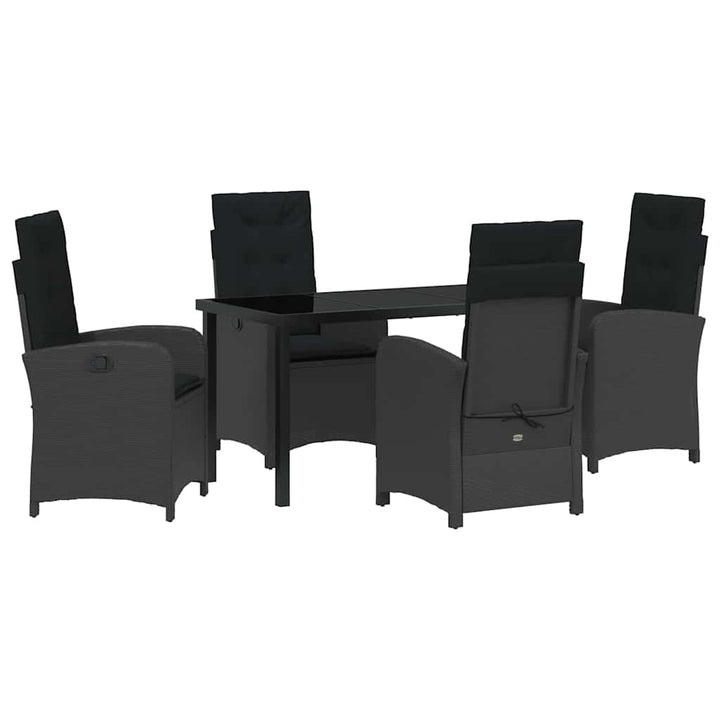 Have Spisebordssæt med pude 5 pcs Sort polyrattan