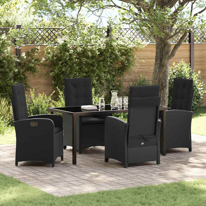 Have Spisebordssæt med pude 5 pcs Sort polyrattan