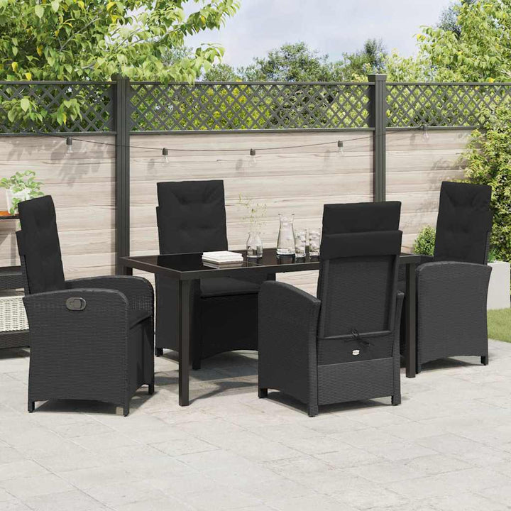 Have Spisebordssæt med pude 5 pcs Sort polyrattan