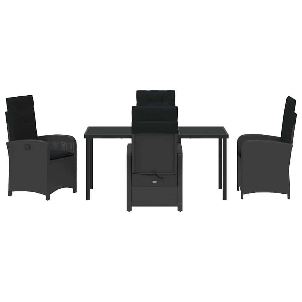 Have Spisebordssæt med pude 5 pcs Sort polyrattan
