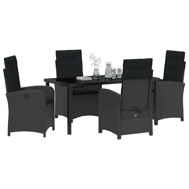 Have Spisebordssæt med pude 5 pcs Sort polyrattan