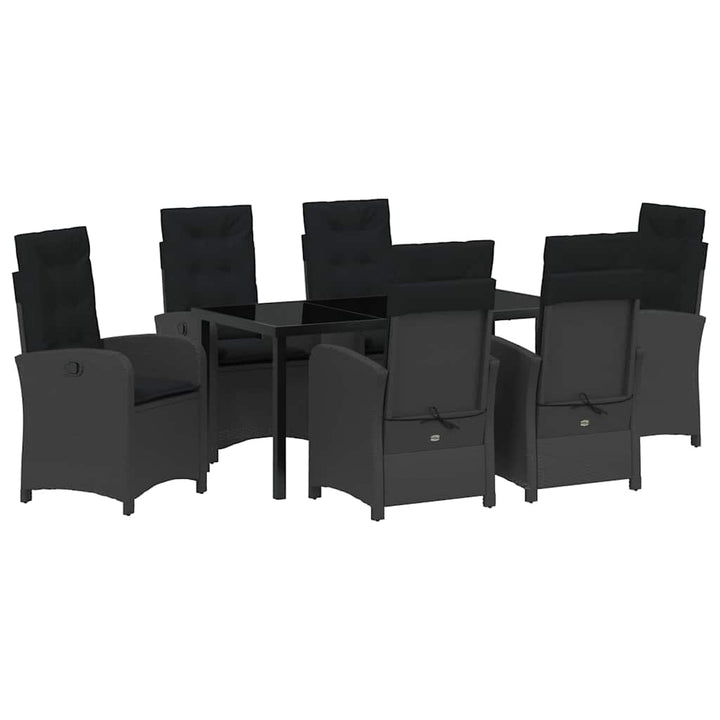 Have Spisebordssæt med pude 7 pcs Sort polyrattan