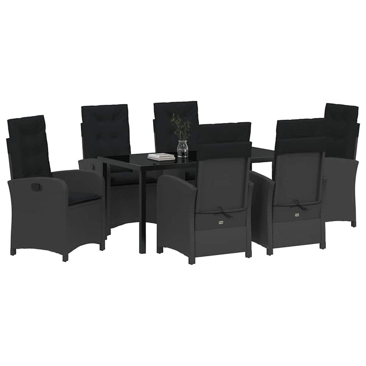 Have Spisebordssæt med pude 7 pcs Sort polyrattan