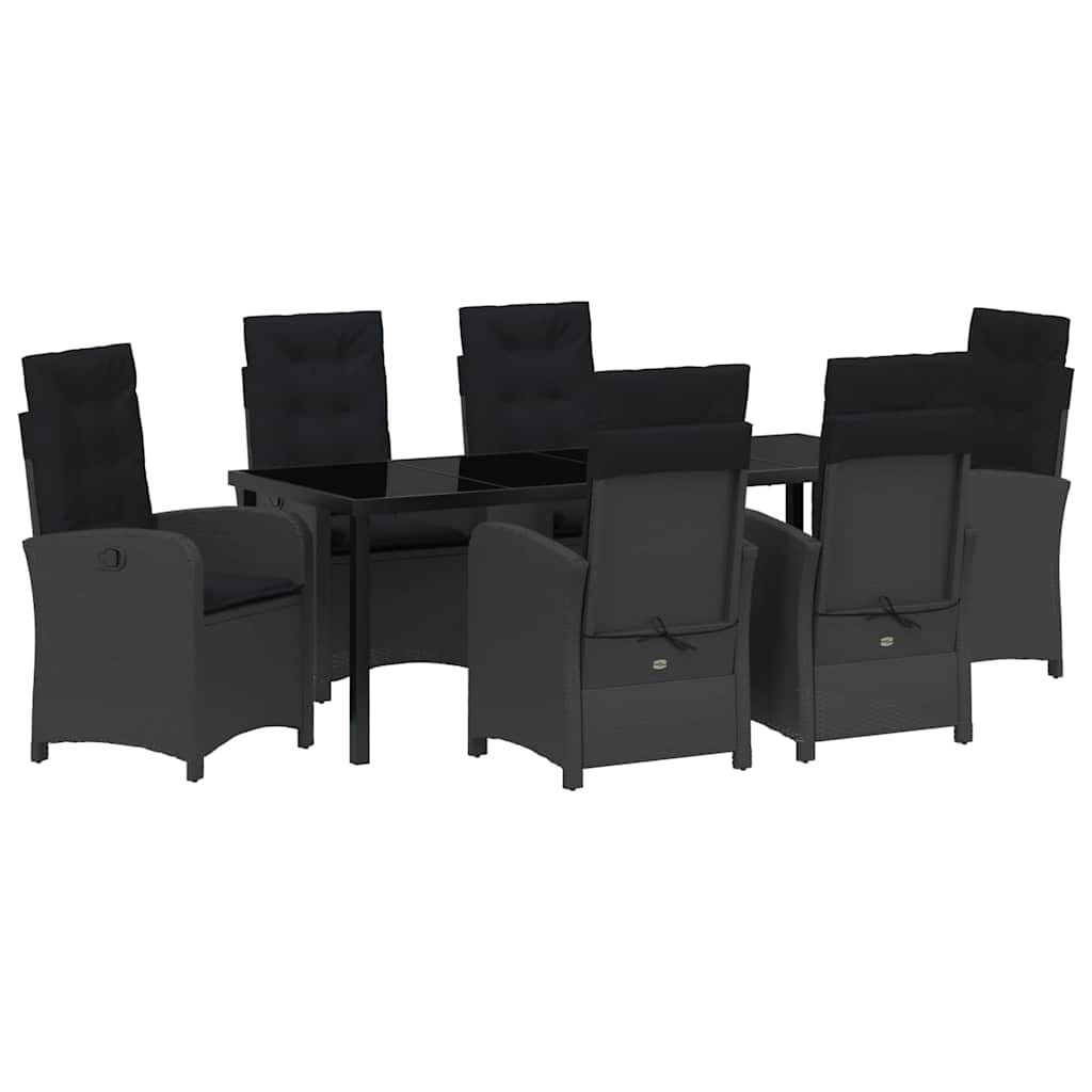 Have Spisebordssæt med pude 7 pcs Sort polyrattan