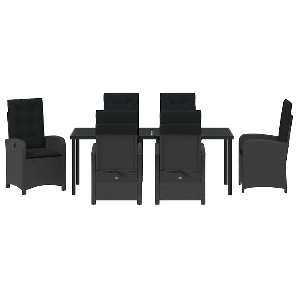 Have Spisebordssæt med pude 7 pcs Sort polyrattan