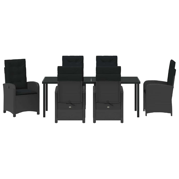 Have Spisebordssæt med pude 7 pcs Sort polyrattan