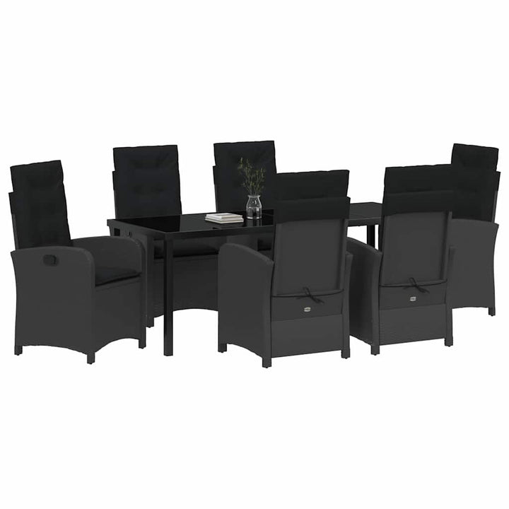 Have Spisebordssæt med pude 7 pcs Sort polyrattan