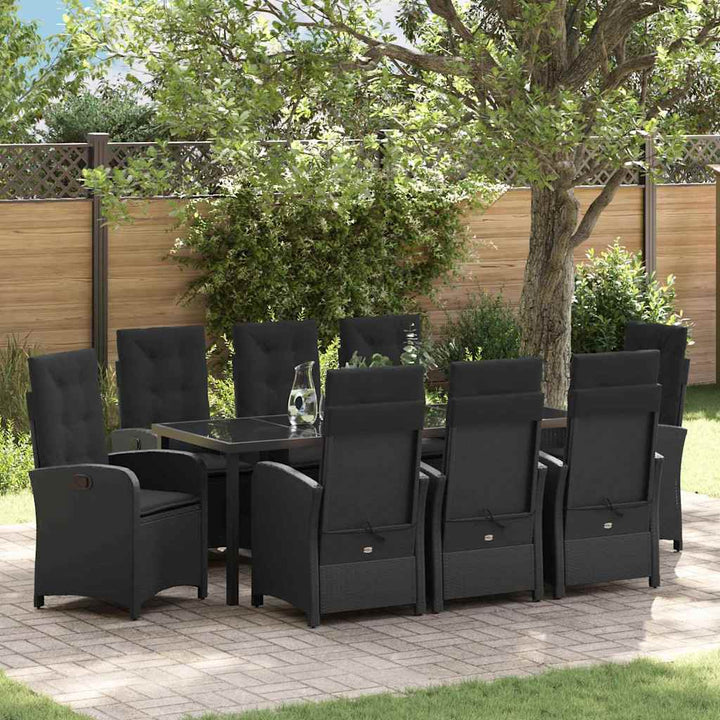 Have Spisebordssæt med pude 9 pcs Sort polyrattan