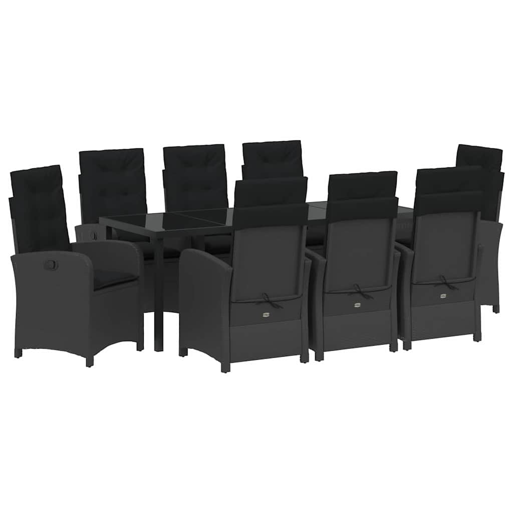 Have Spisebordssæt med pude 9 pcs Sort polyrattan