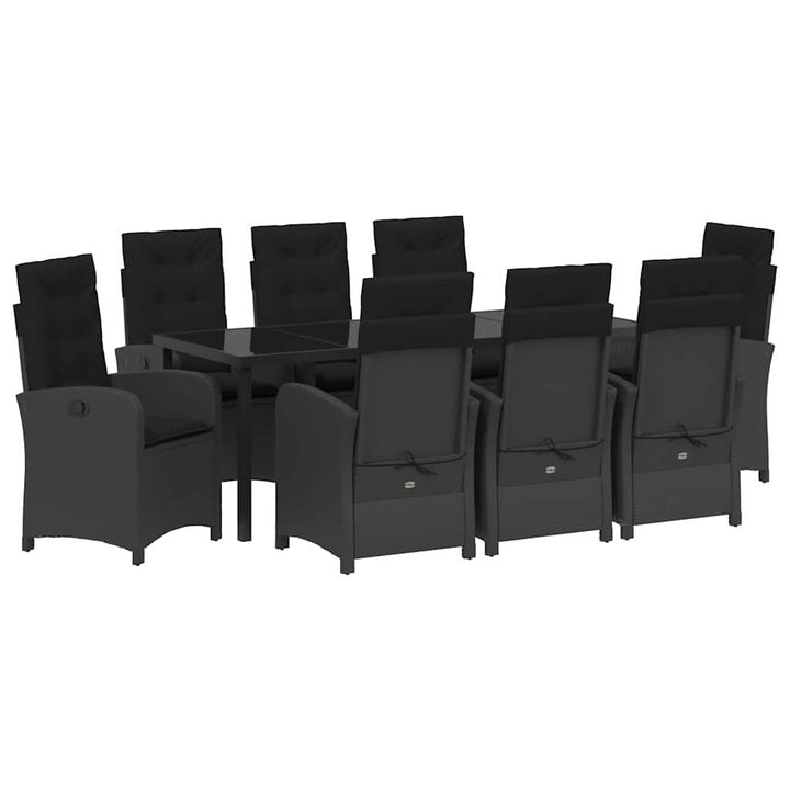 Have Spisebordssæt med pude 9 pcs Sort polyrattan