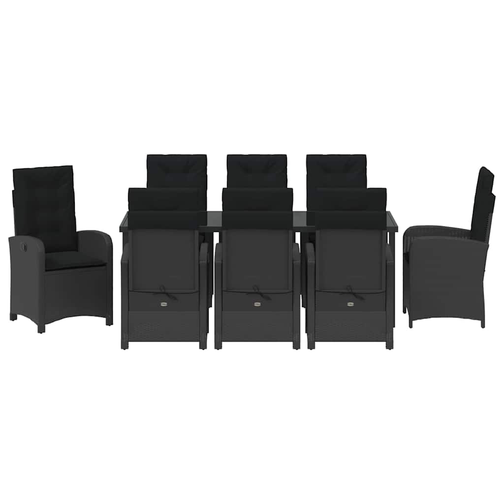 Have Spisebordssæt med pude 9 pcs Sort polyrattan
