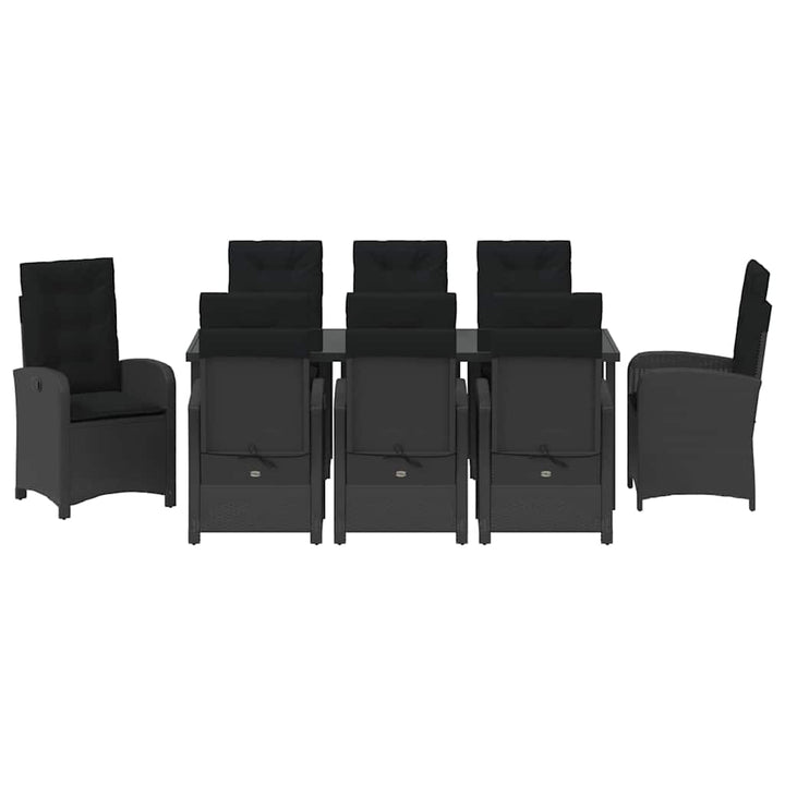 Have Spisebordssæt med pude 9 pcs Sort polyrattan