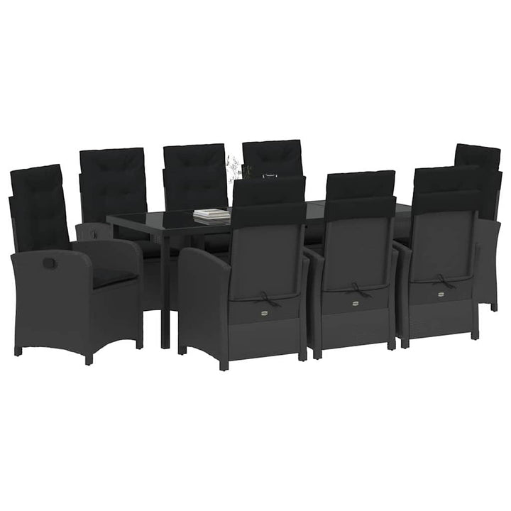 Have Spisebordssæt med pude 9 pcs Sort polyrattan