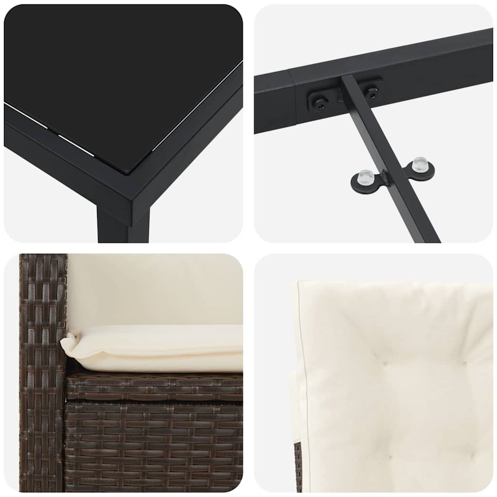 Have Spisebordssæt med pude 5 pcs Brun polyrattan