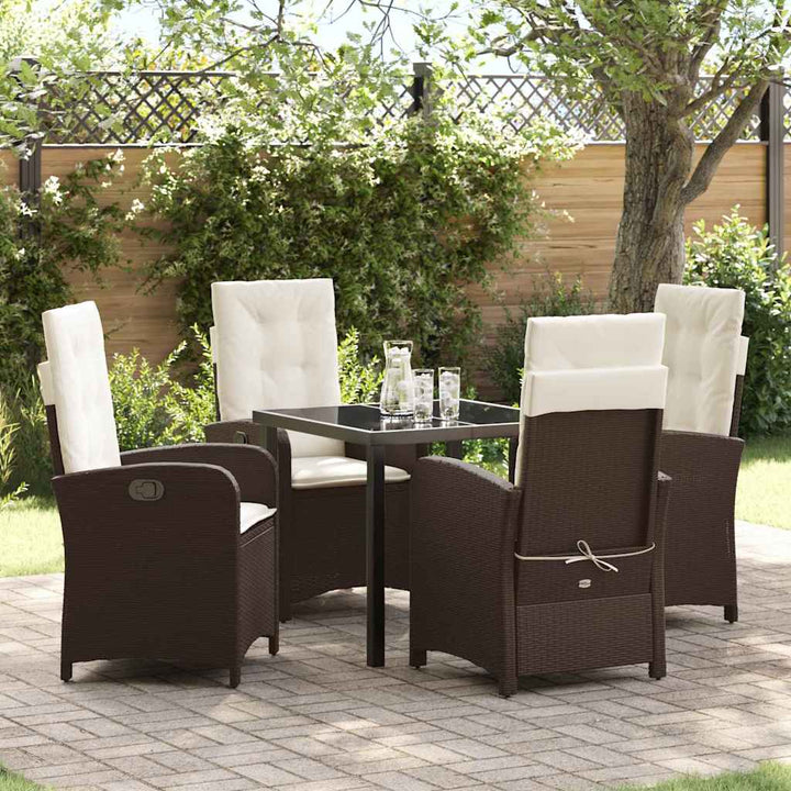 Have Spisebordssæt med pude 5 pcs Brun polyrattan