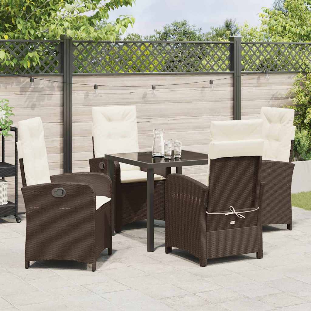 Have Spisebordssæt med pude 5 pcs Brun polyrattan