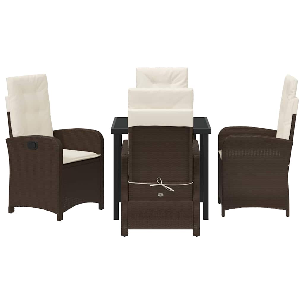 Have Spisebordssæt med pude 5 pcs Brun polyrattan