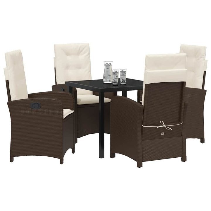Have Spisebordssæt med pude 5 pcs Brun polyrattan