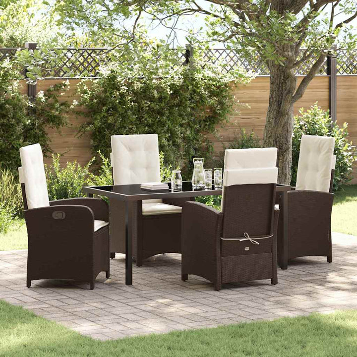 Have Spisebordssæt med pude 5 pcs Brun polyrattan