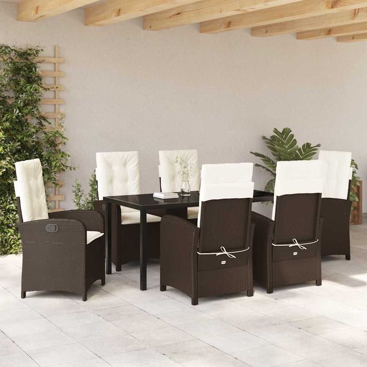 Have Spisebordssæt med pude 7 pcs Brun polyrattan