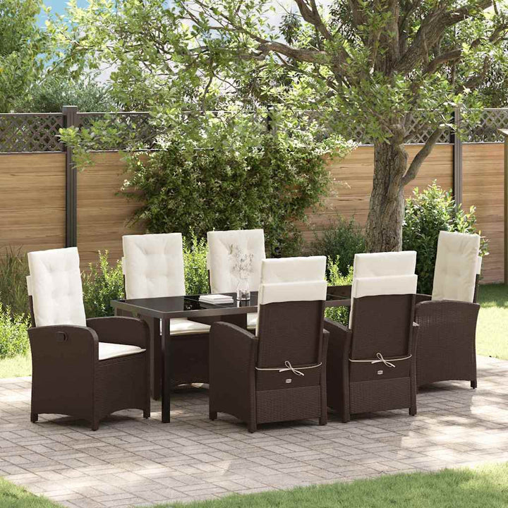 Have Spisebordssæt med pude 7 pcs Brun polyrattan