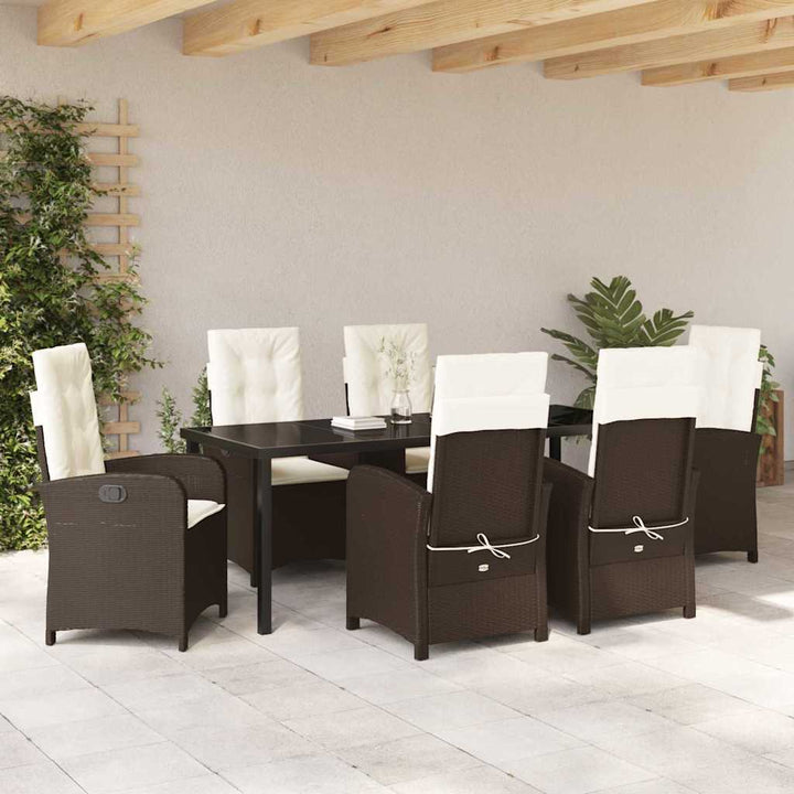 Have Spisebordssæt med pude 7 pcs Brun polyrattan