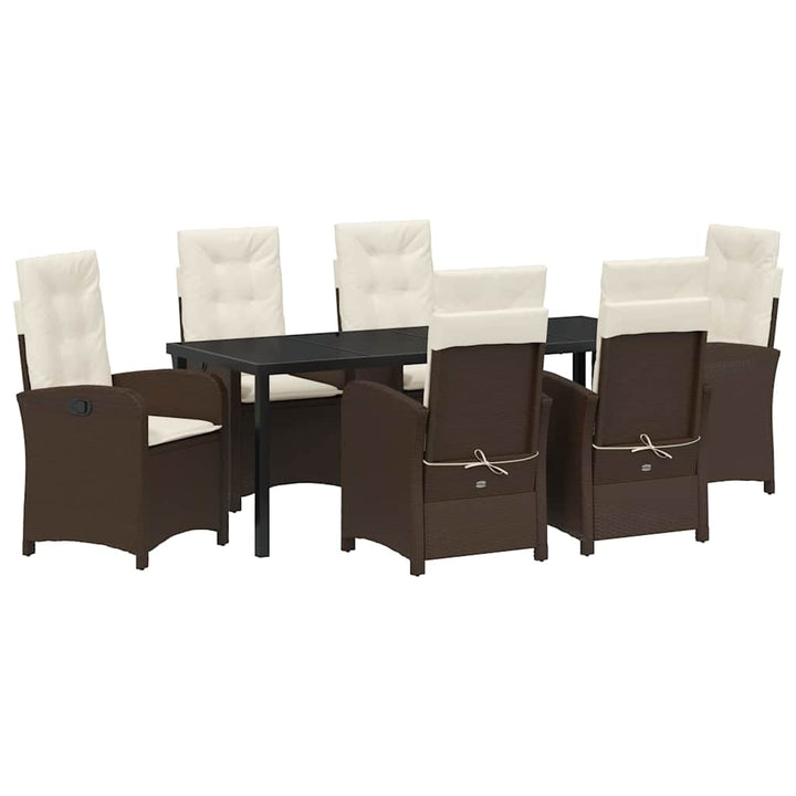Have Spisebordssæt med pude 7 pcs Brun polyrattan