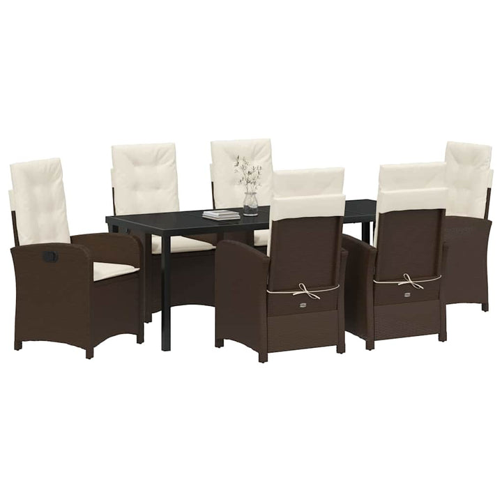 Have Spisebordssæt med pude 7 pcs Brun polyrattan