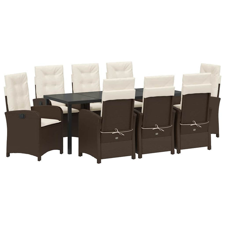 Have Spisebordssæt med pude 9 pcs Brun polyrattan
