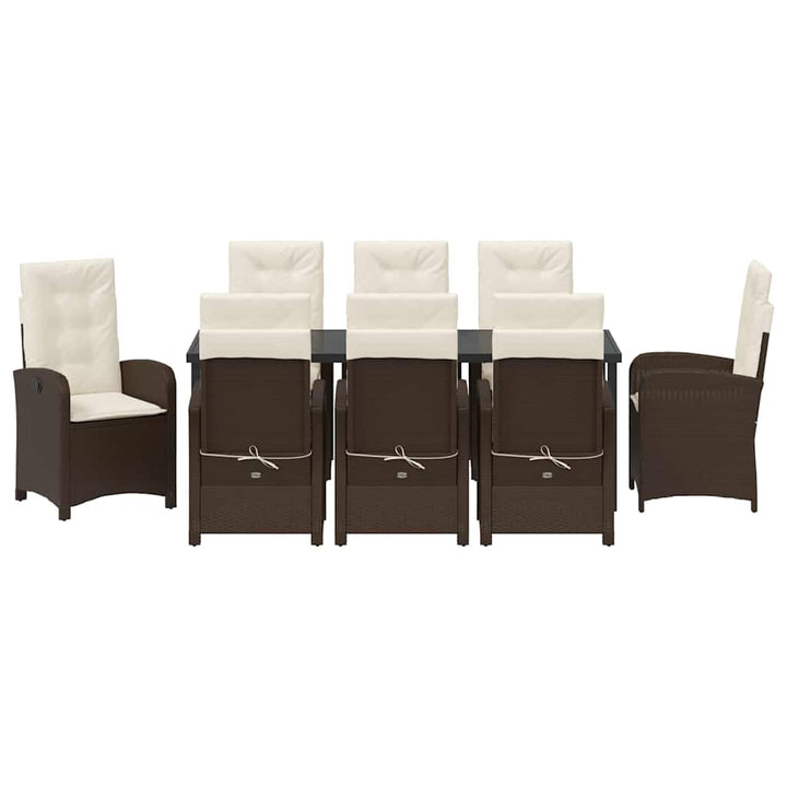Have Spisebordssæt med pude 9 pcs Brun polyrattan