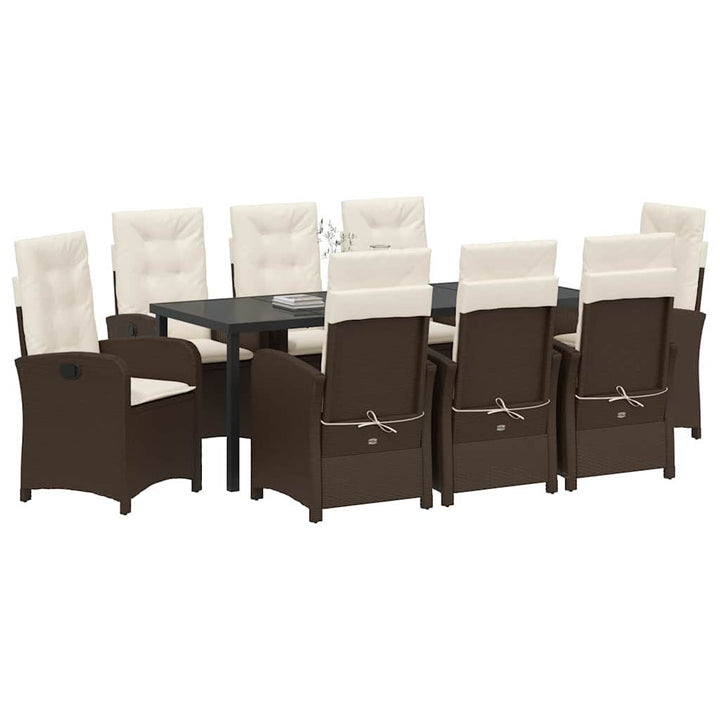 Have Spisebordssæt med pude 9 pcs Brun polyrattan