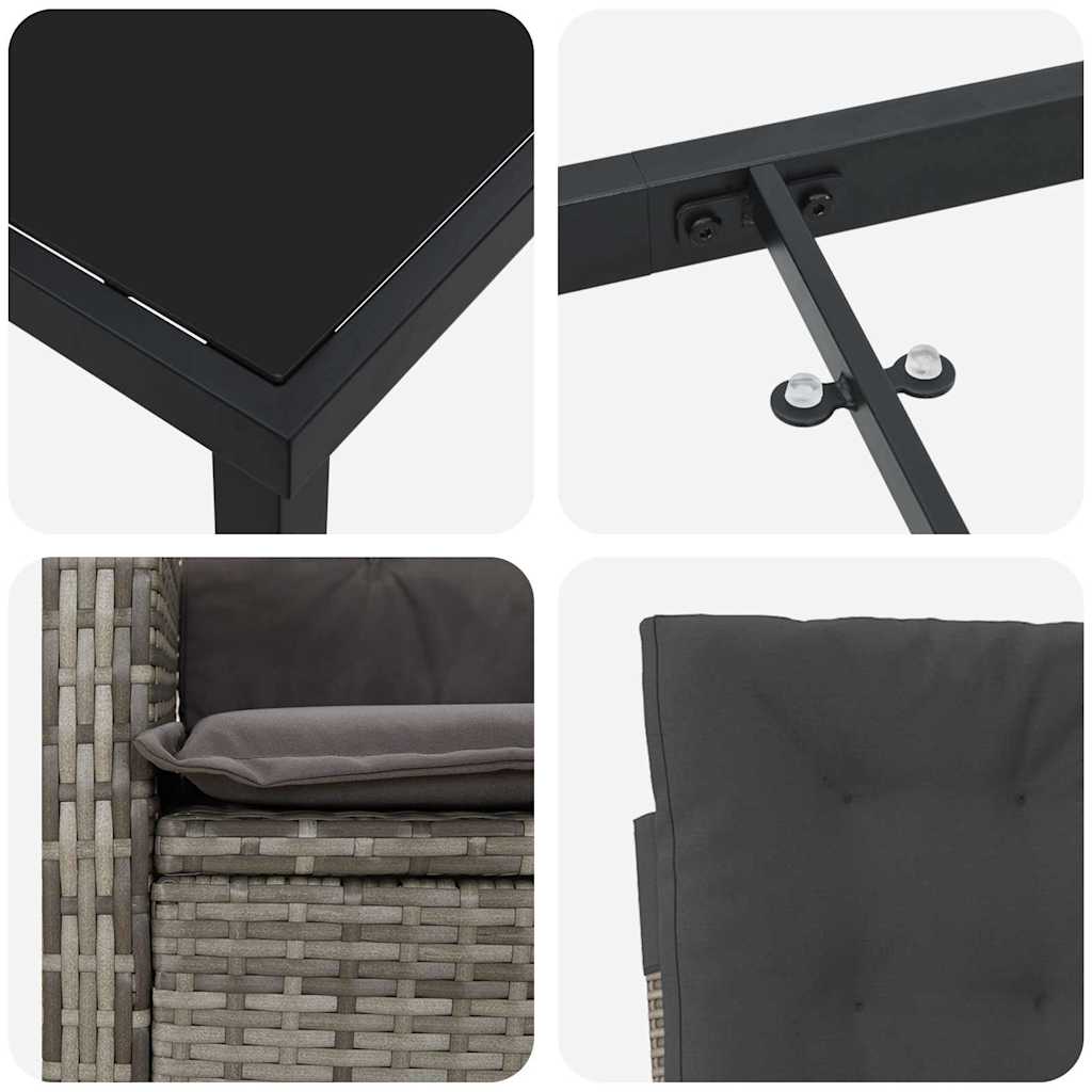 Have Spisebordssæt med pude 3 pcs Grå polyrattan