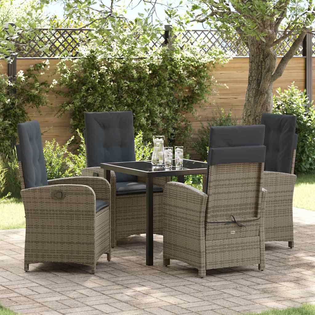 Have Spisebordssæt med pude 5 pcs Grå polyrattan