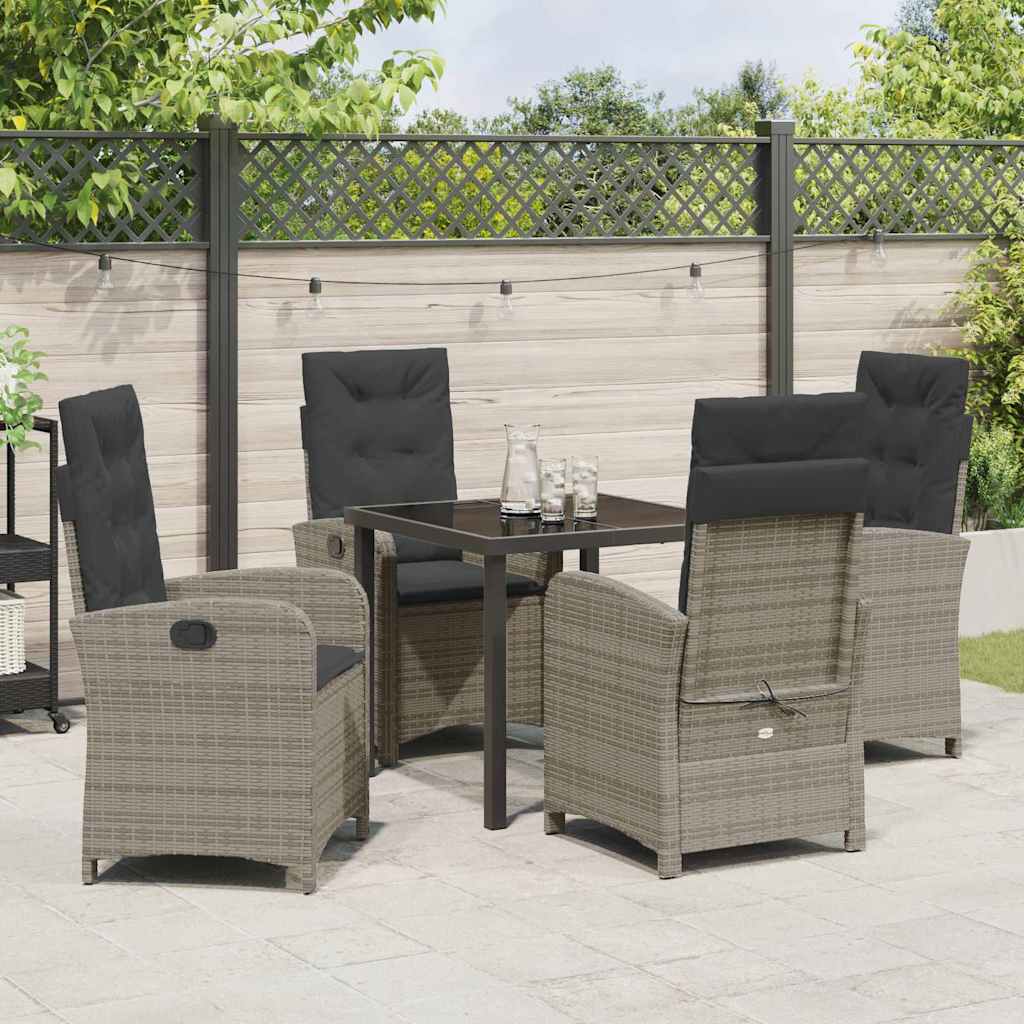 Have Spisebordssæt med pude 5 pcs Grå polyrattan