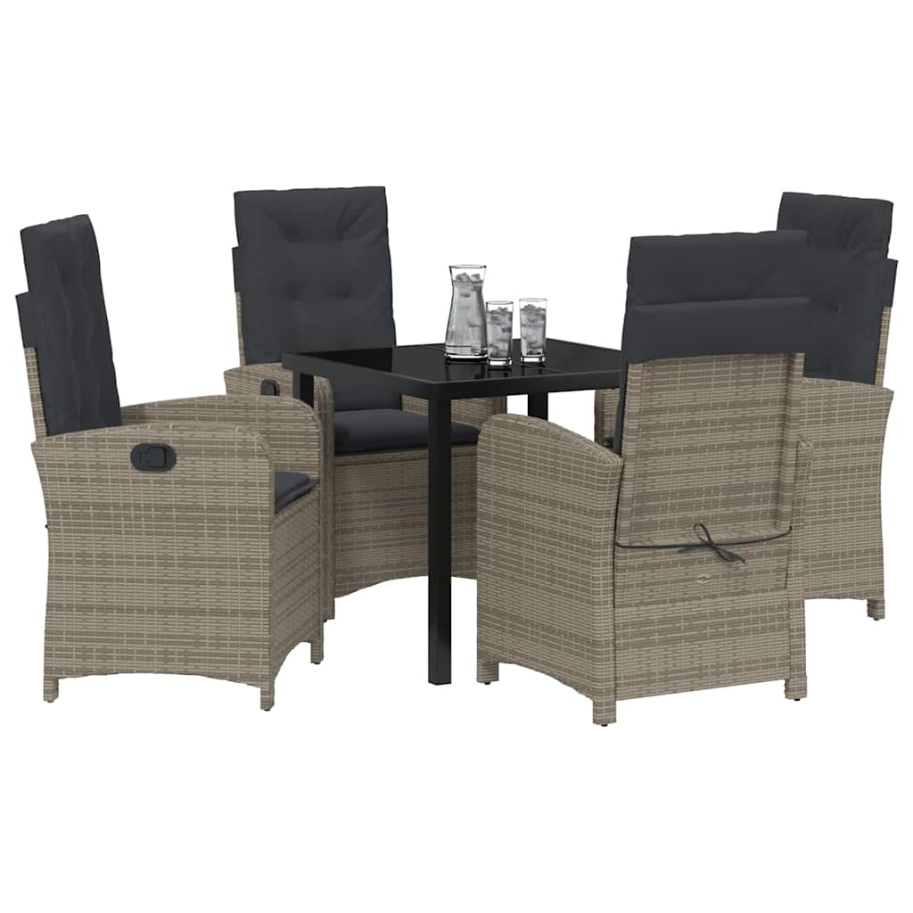 Have Spisebordssæt med pude 5 pcs Grå polyrattan