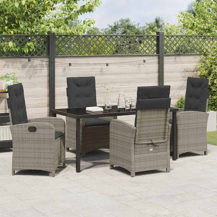 Have Spisebordssæt med pude 5 pcs Grå polyrattan